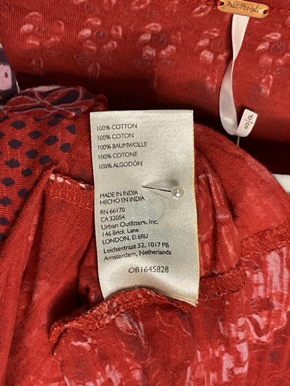 Free People Red Floral Boho Tunic Knot Top Small - Picture 12 of 12
